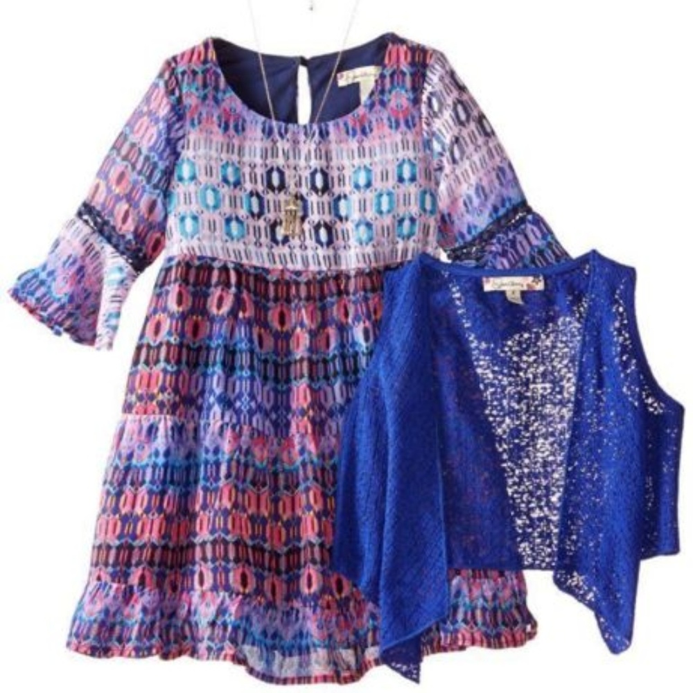 Speechless Peasant Dress Shrug Vest Necklace Set 5
